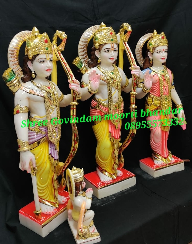 Marble Ram Darbar Statue Set - 2 Foot Height, Colorful Handcrafted Design | Durable, Easy To Clean, Eco-friendly, Lightweight