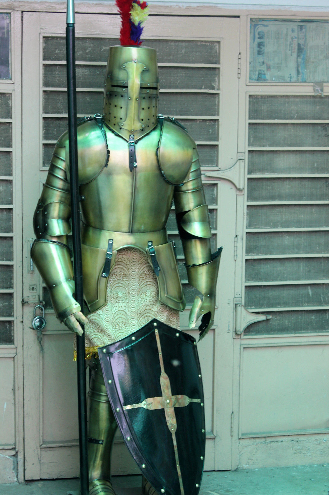 Armor Medieval Wearable Suit Of Armor Crusader Knight Combat Full Body Armour Length: Approx 6 Foot (Ft)