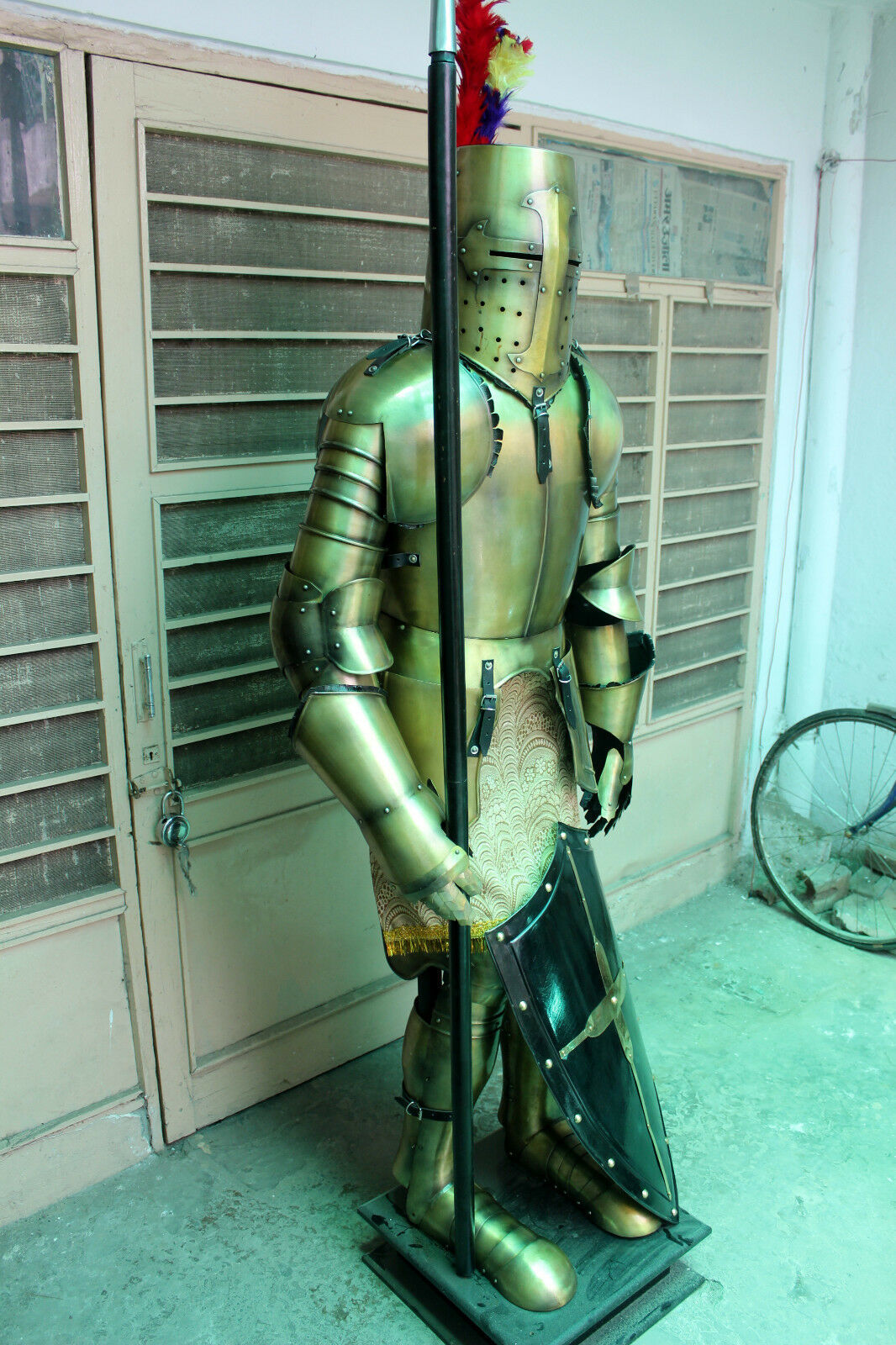 Armor Medieval Wearable Suit Of Armor Crusader Knight Combat Full Body Armour Length: Approx 6 Foot (Ft)