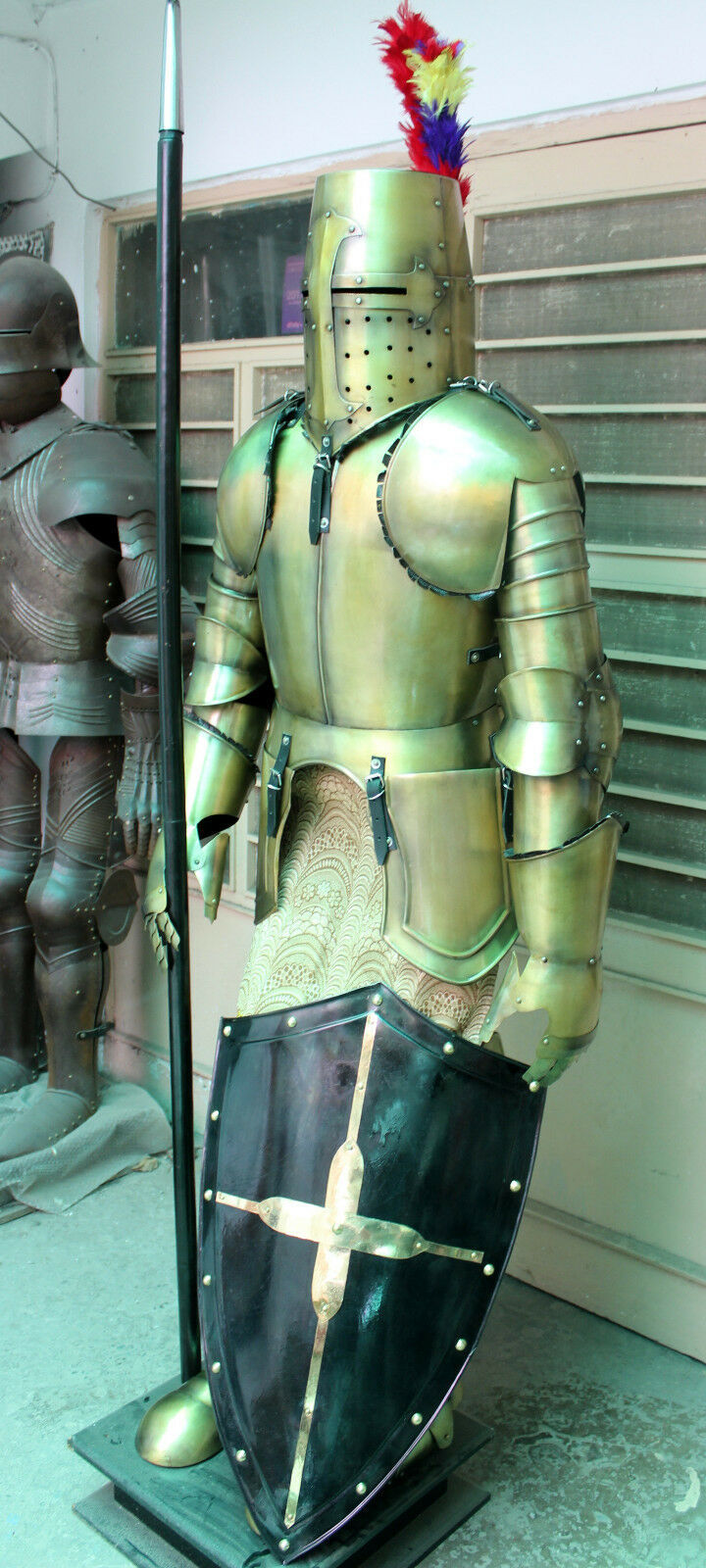Armor Medieval Wearable Suit Of Armor Crusader Knight Combat Full Body Armour Length: Approx 6 Foot (Ft)