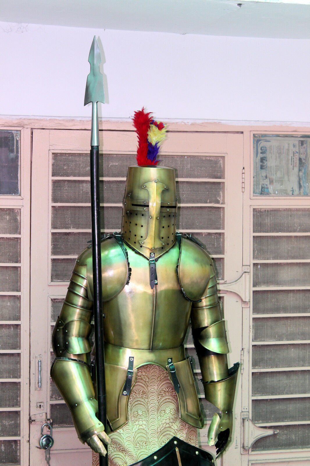 Armor Medieval Wearable Suit Of Armor Crusader Knight Combat Full Body Armour Length: Approx 6 Foot (Ft)