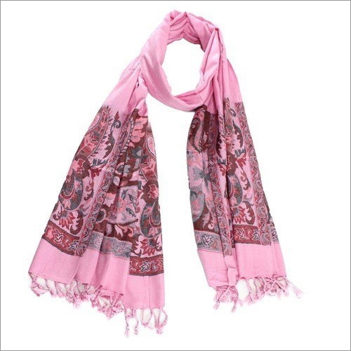 Ladies Pink Printed Satin Stole - Satin Fabric, Daily Usage | Stylish Printed Pattern for Women, Ideal for Everyday Wear