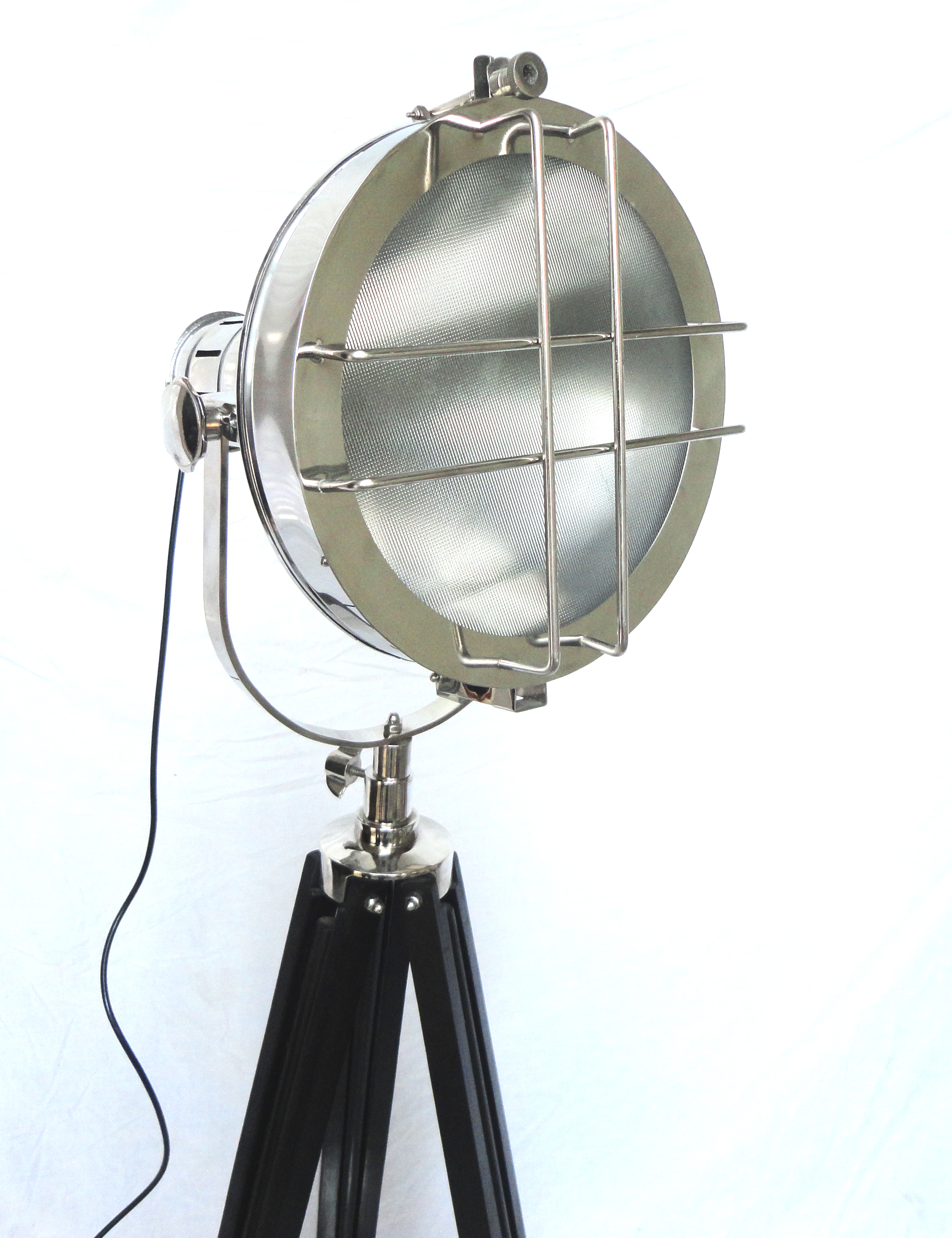 Nickel Finish Floor Search Light With Stand