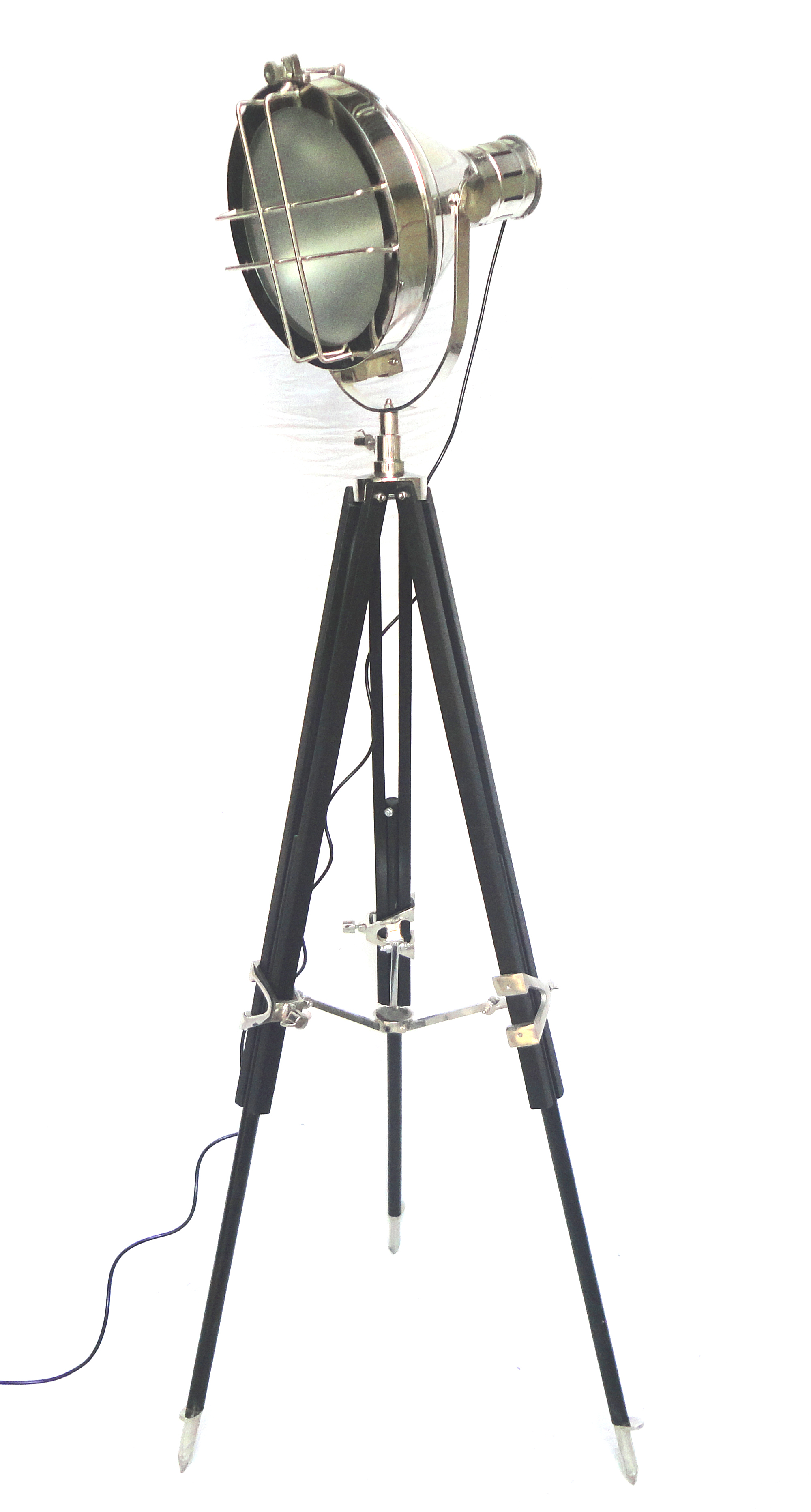 Nickel Finish Floor Search Light With Stand