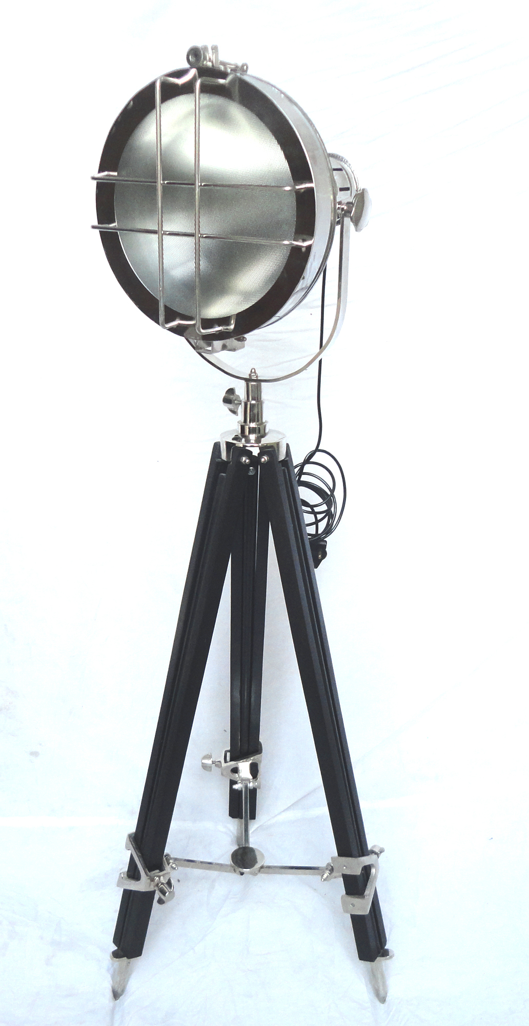 Nickel Finish Floor Search Light With Stand