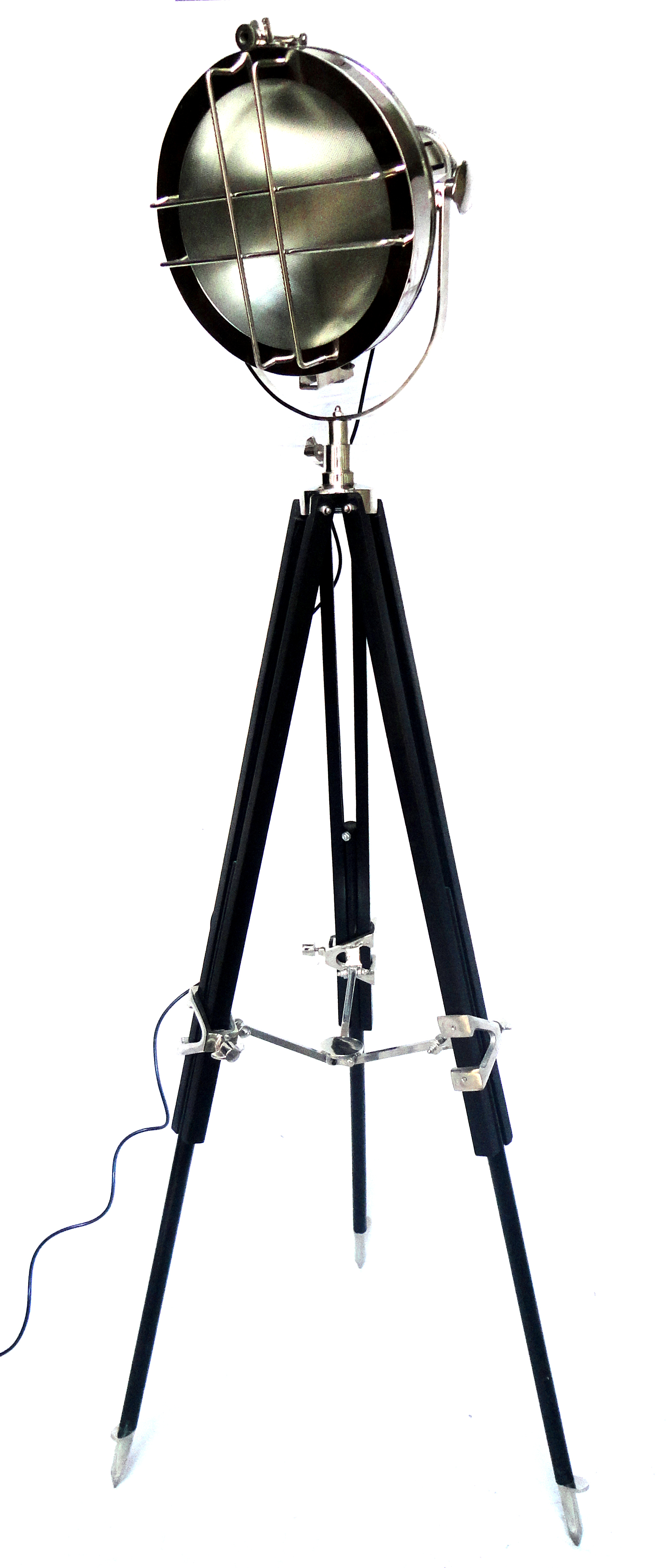 Nickel Finish Floor Search Light With Stand