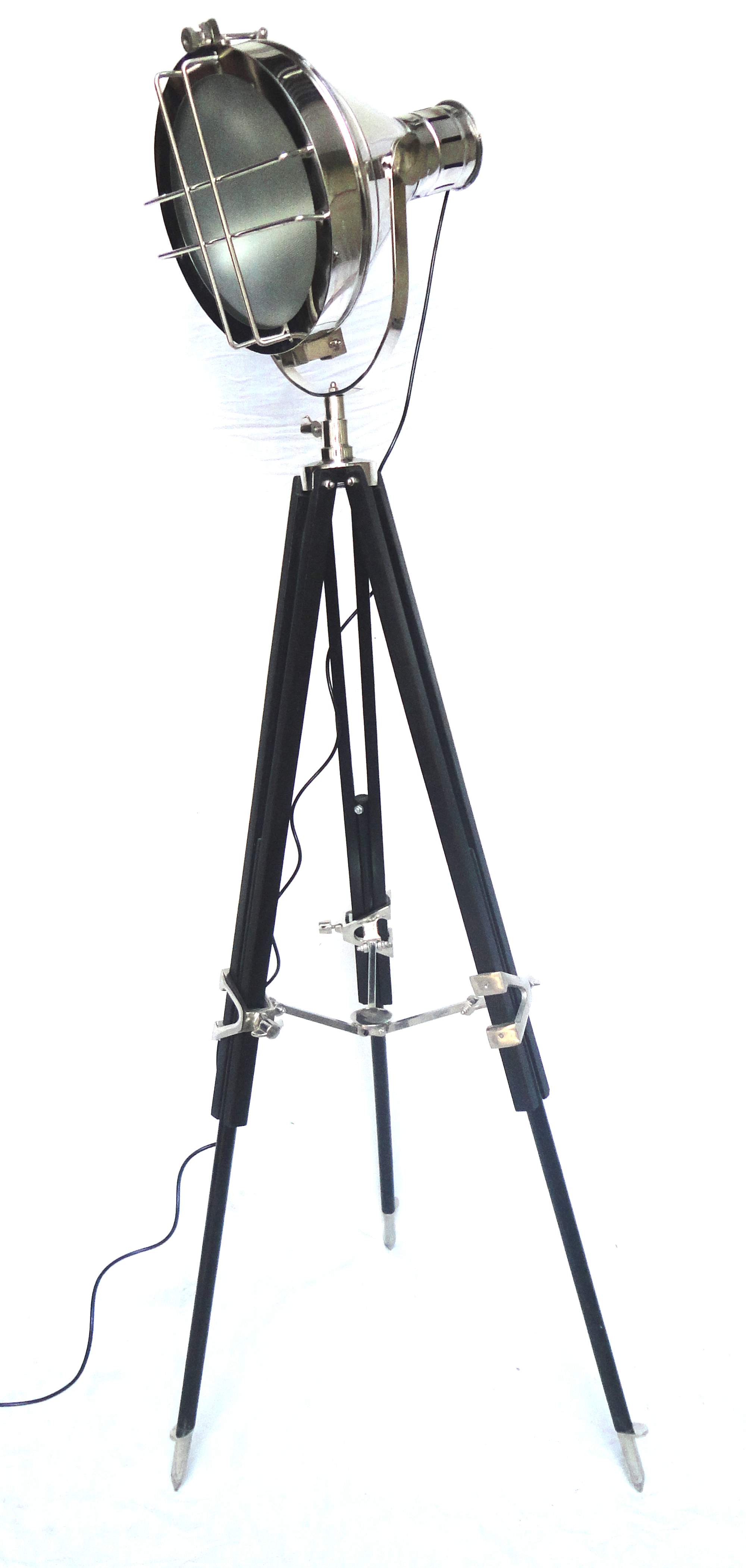 Nickel Finish Floor Search Light With Stand