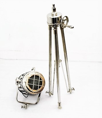 Floor Spot Light - Brass, Stainless Steel, Aluminum, 39cm X 31cm X 190cm, Natural Finish, European Style, Nickel Finish