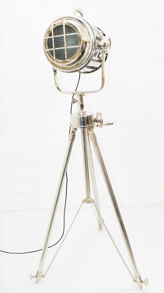 Floor Spot Light - Brass, Stainless Steel, Aluminum, 39cm X 31cm X 190cm, Natural Finish, European Style, Nickel Finish