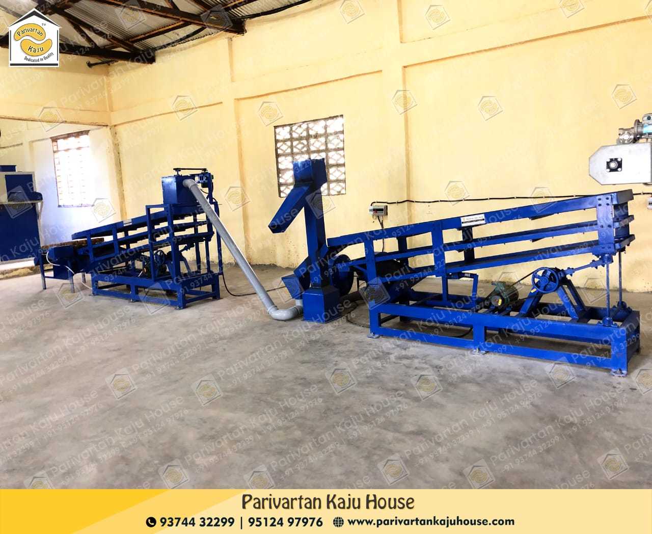 Cashew Scooping Machine - Mild Steel/stainless Steel, 13.8x3.0x4.5 Ft, Blue, 600-650kg/hr Capacity, 85% Accuracy, 1.5 Hp Electric Motor