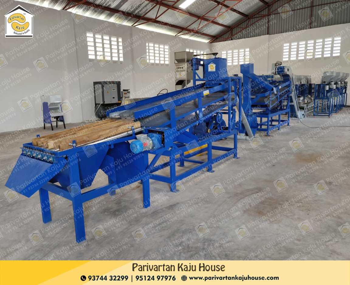Automatic Cashew Scooping Line - Mild Steel / Stainless Steel 13.8 Ft X 3.0 Ft X 4.5 Ft 600-650kg/hr Capacity 85% Accuracy Electric Power Source 1.5 Hp Motor