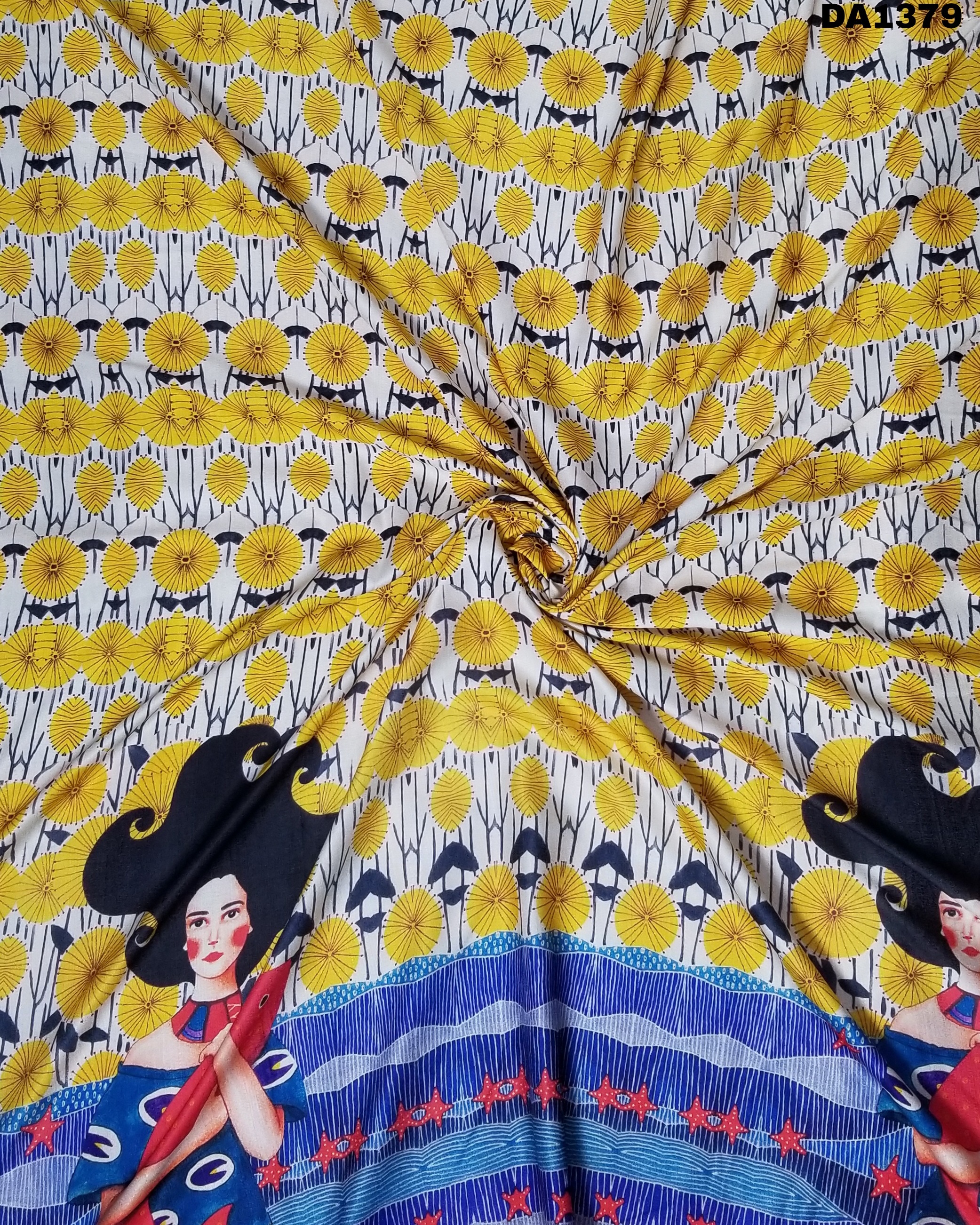 Washable Khadi Silk Digital Print Fabric
