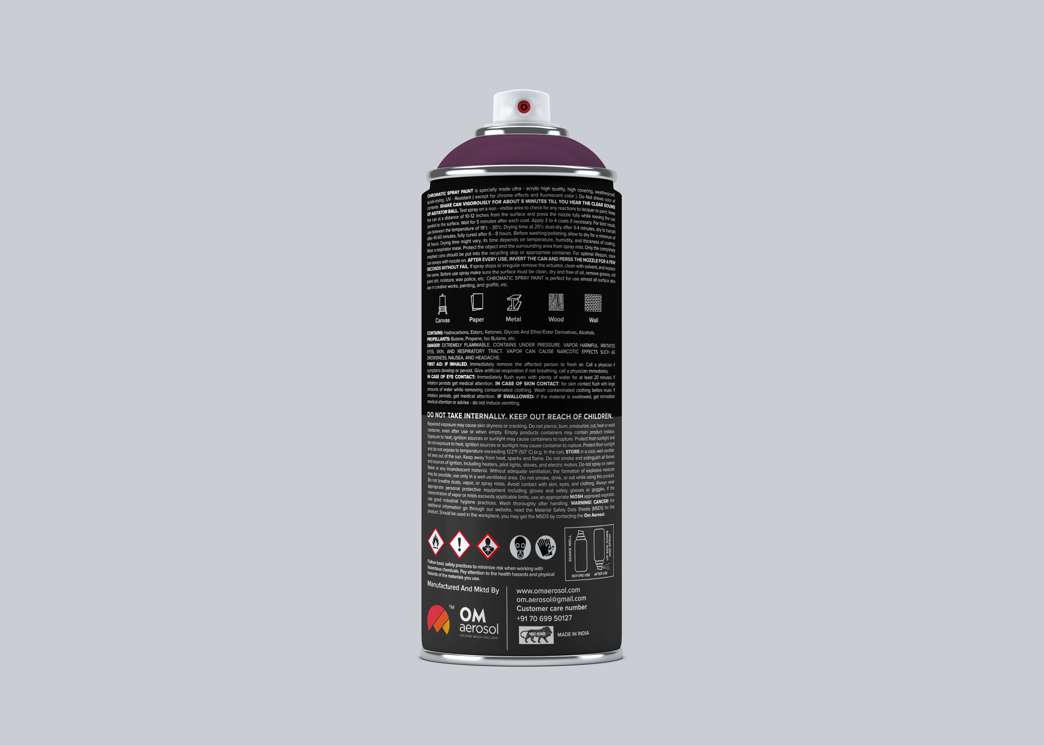 Chromatic Dark Purple - Aerosol Can 400ml, Dark Purple, Glossy Semi-glossy Matt Finish | Fast Drying, Durable Coating, Color Consistency, Eco-friendly