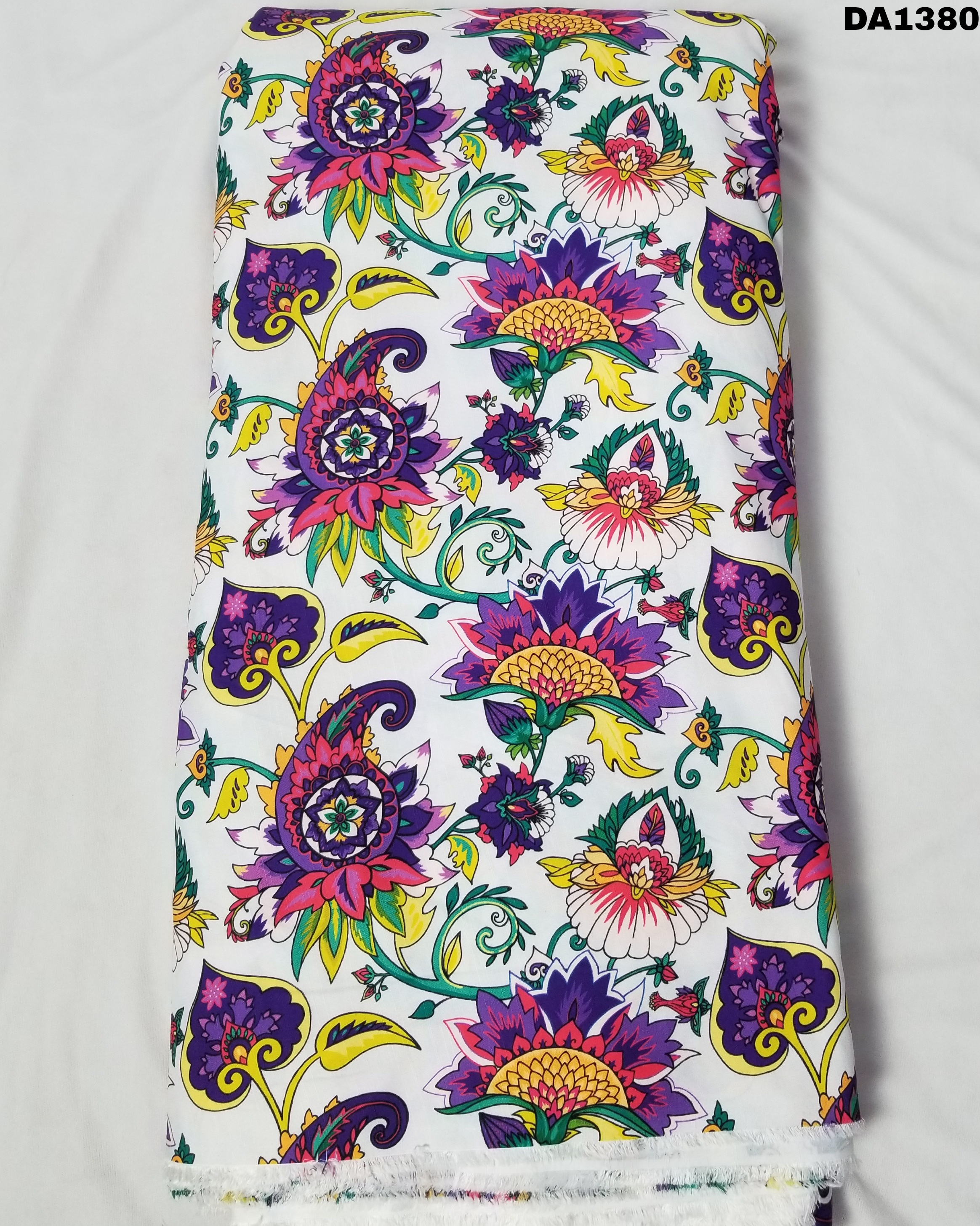 Rayon Slub Digital Print Fabric - 58 Inch Width, Washable Material For Garments | Vibrant Colors As Shown In Images