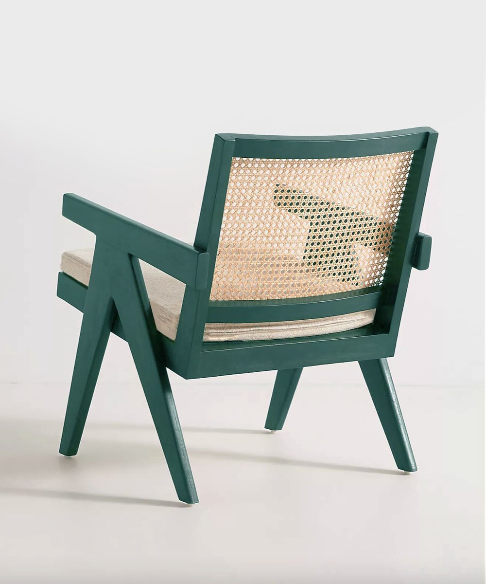 Handmade Green Cane Chair.