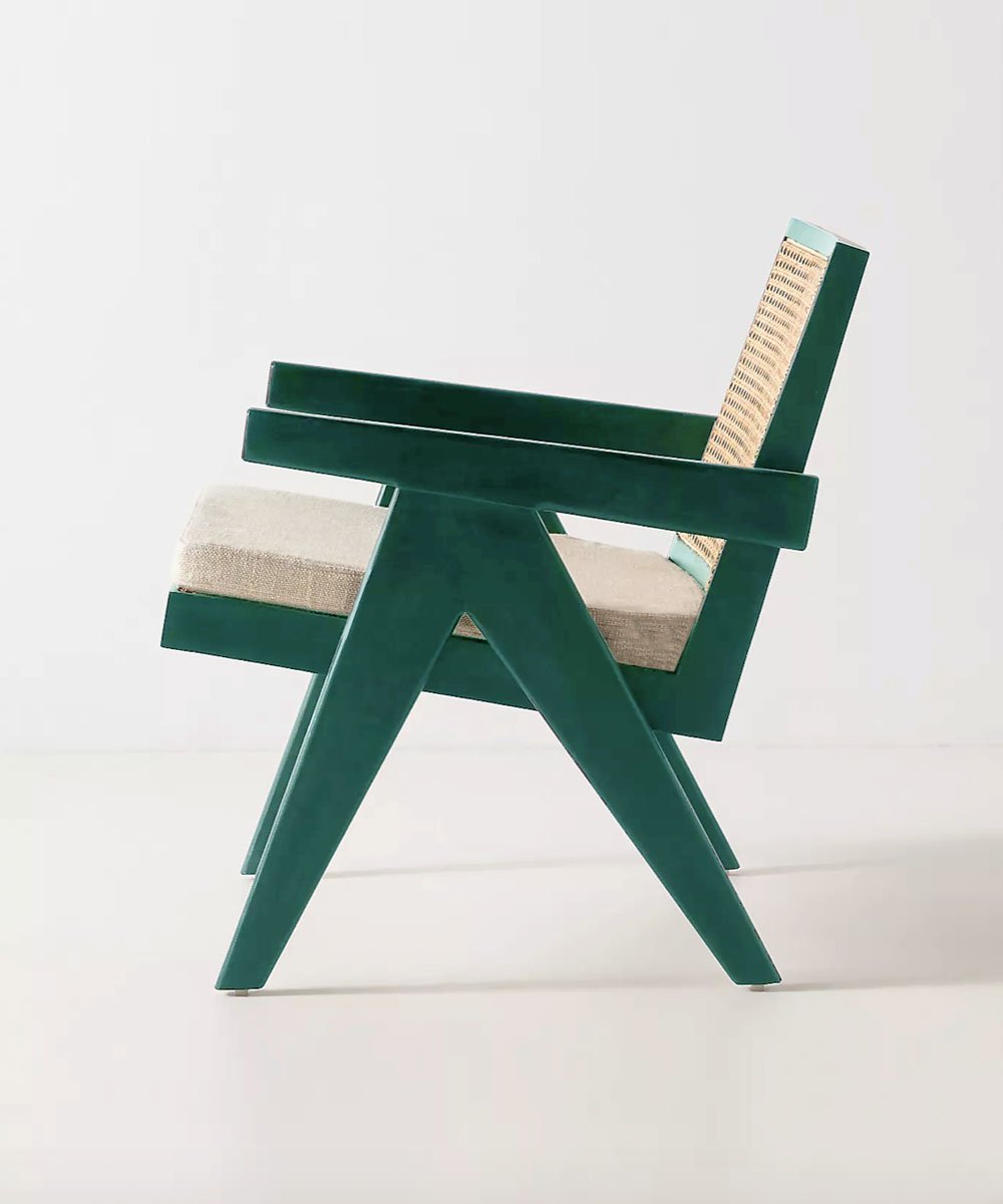 Handmade Green Cane Chair.