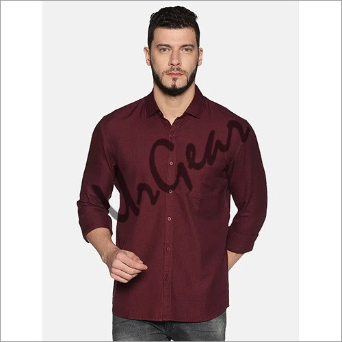 UrGear Mens Slim Fit Shirt - 100% Combed Cotton, Long Sleeve, Maroon Color | Breathable, Bio-Washed, No Fade, Machine Washable