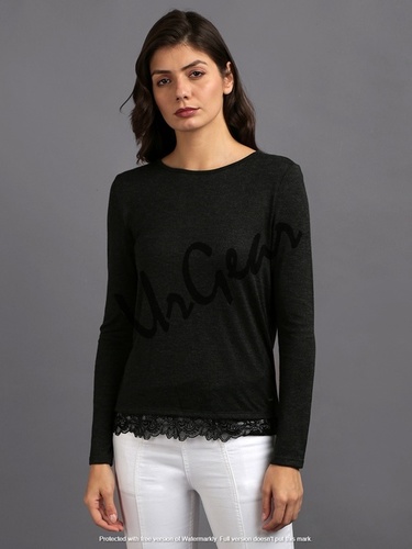 Women Black Laced Solid Top Decoration Material: Cloths