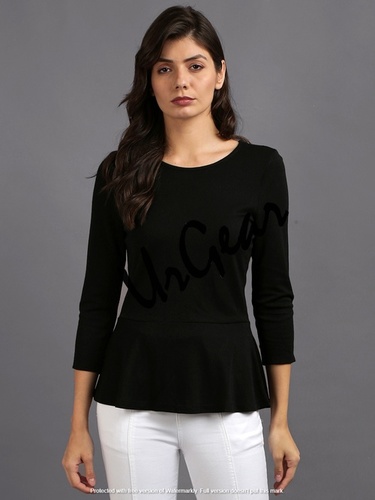 Women Black Solid Top Decoration Material: Cloths