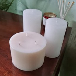 Solid Colour Pillar Candle - Wax Material, Varying Sizes Available, White Color | Handmade Design For Soothing Romantic Atmosphere