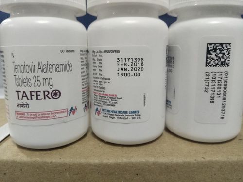  टैफेरो टैबलेट सामग्री: टेनोफोविर अलाफेनामाइड (25Mg)