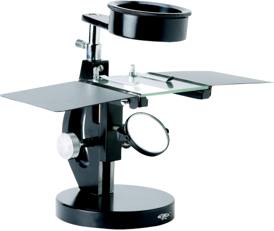 Brass Dissecting Microscope - 100mm X 100mm Stage, 10x & 20x Magnification | Durable Brass Material, Special 75mm Bull Eye Lens, Smooth Focus Mechanism, Elegant Black Stoving Finish