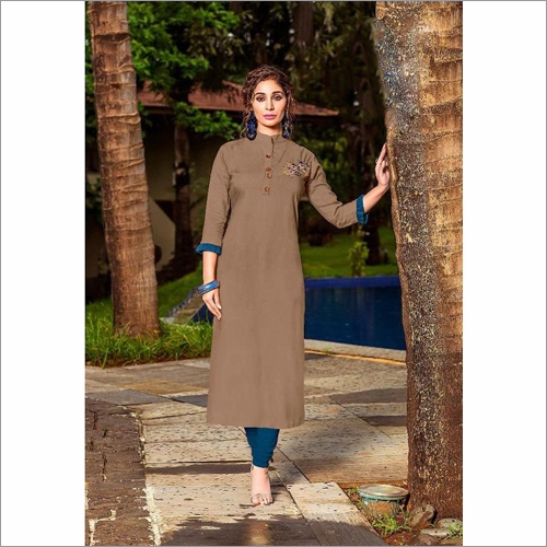 Ladies Hand Work Fancy Kurta - Cotton Blend, Sizes M/Plus Size/XXXL, 3/4 Sleeve | Easy Care, Highly Durable, Eco-Friendly, Elegant Style