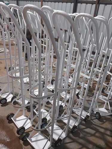Oxygen Cylinder Trolley - Mild Steel & Stainless Steel Construction, Portable Single Cylinder Design