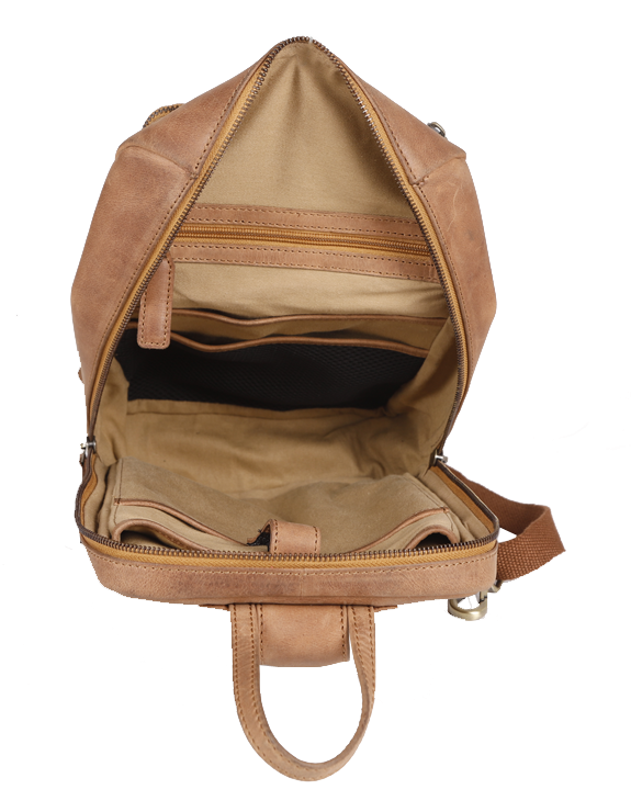 Tan Ladies Leather Backpack