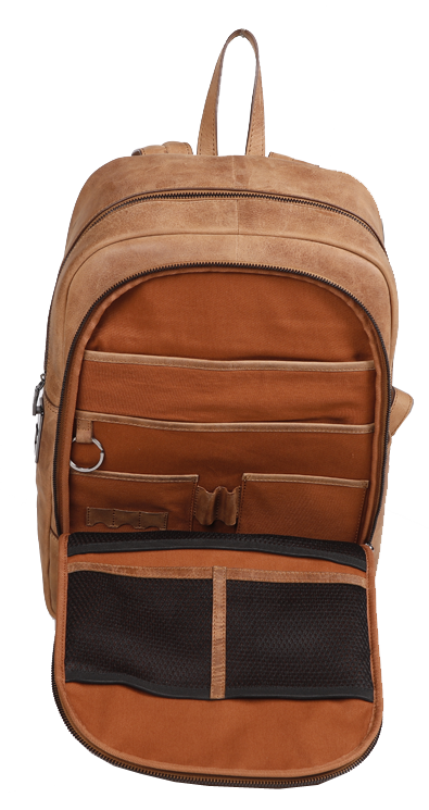 Tan Ladies Leather Backpack