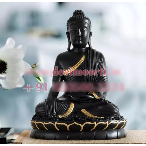 काले छोटे संगमरमर की बुद्ध प्रतिमा की ऊँचाई: 1 फुट (फीट)