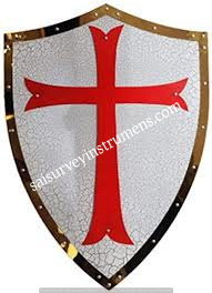 Medieval Knight Cross Heater Shield - 24 Inch Lightweight Steel | Handmade Antique Imitation, Chrome Plating, European Warrior Theme
