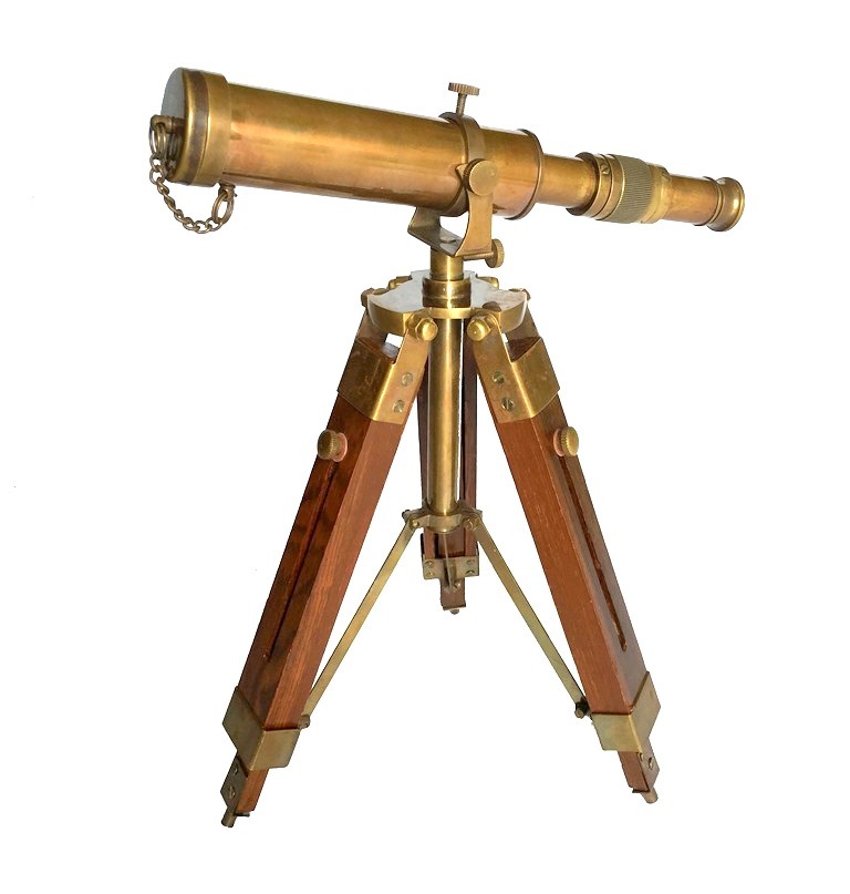 Antique Brass Telescope - 10 Inch With Wooden Tripod Stand | High-quality Glass Lens, Magnification 10x, Ideal For Home Decor And Outdoor Viewing