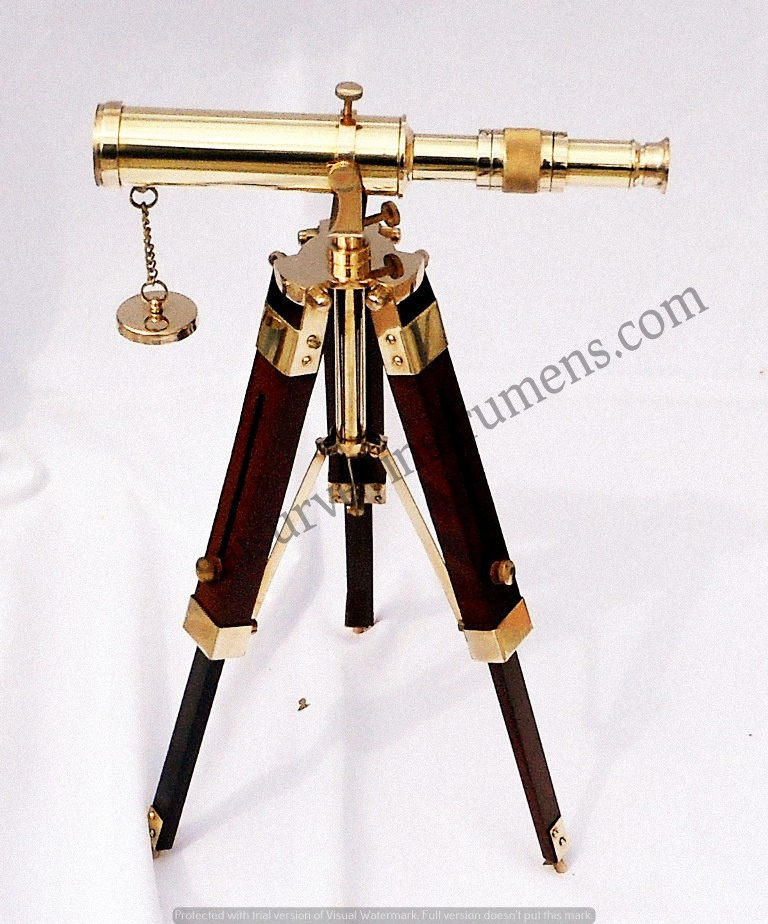 Brass Telescope - 10 Inch Shiny Polished Finish, High Quality Glass Lens, Pullout Focus System, Ideal For Home Decor And Outdoor Viewing