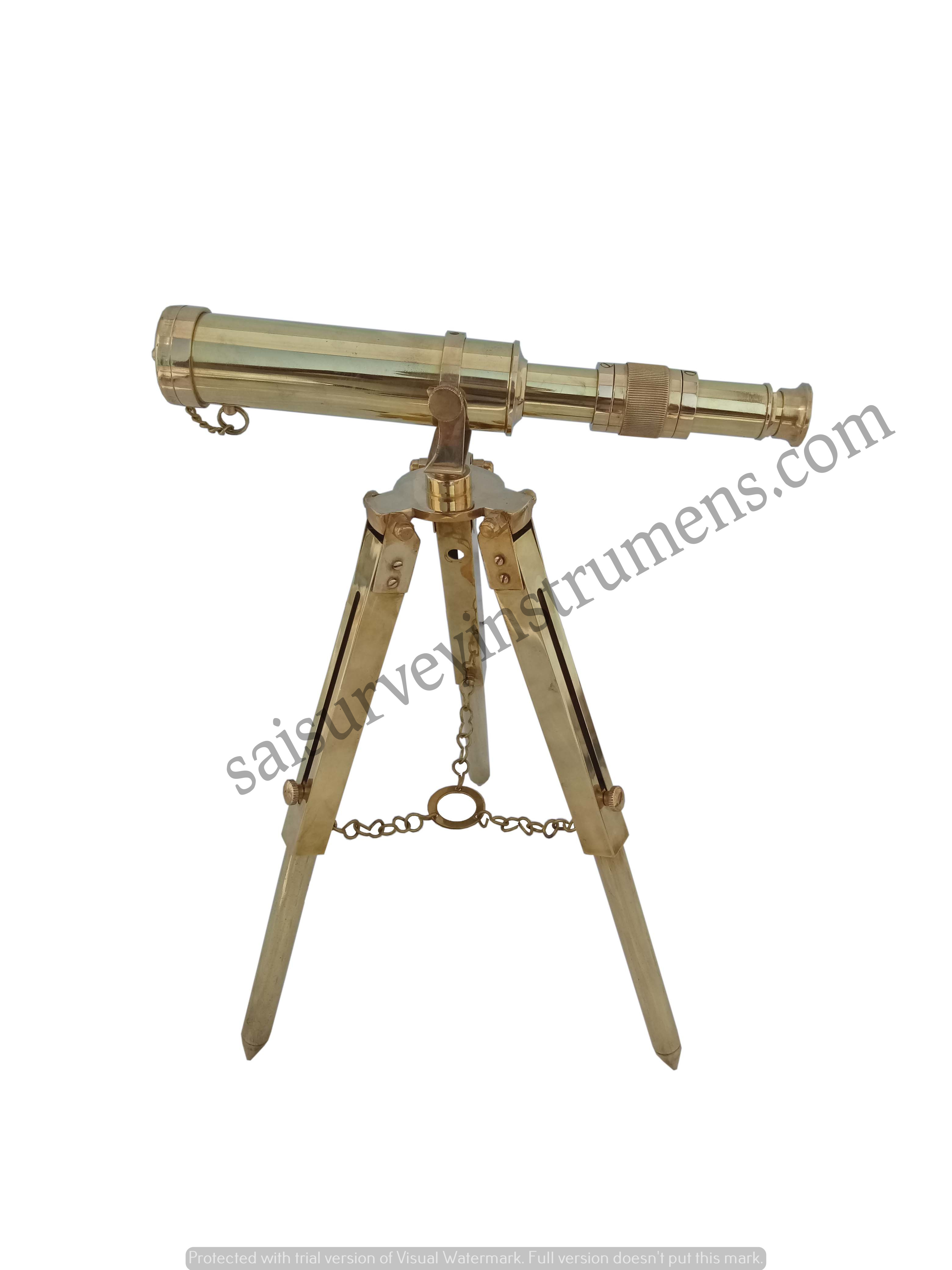 10 Inch Full Brass Telescope With Brass Stand View Angle: Straight