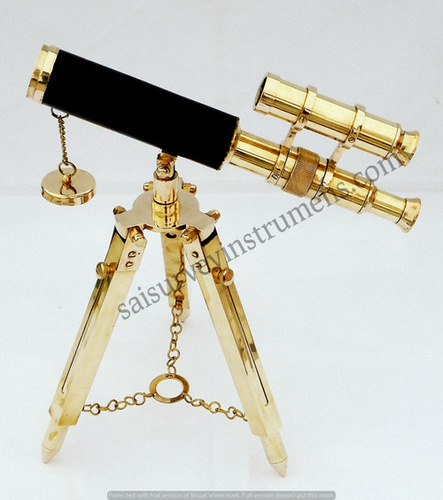 10 Inch Double Barrel Brass Telescope View Angle: Straight