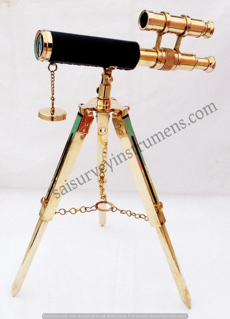 10 Inch Double Barrel Brass Telescope View Angle: Straight