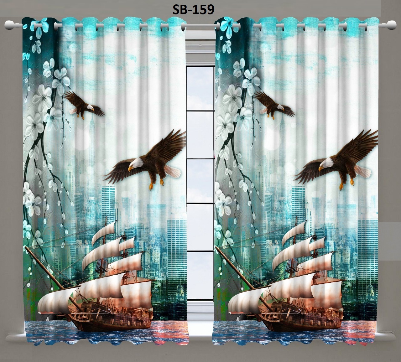 Blackout Digital Print Curtains - Polyester Material, Available In All Sizes , Multi-color Design