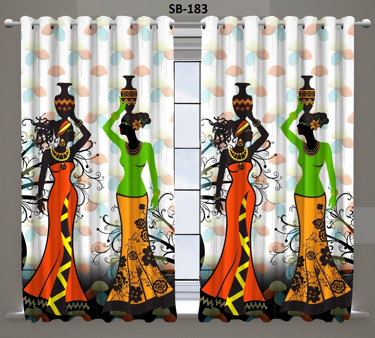 Blackout Digital Print Curtains - Polyester Material, 48 Inch Width, Multi-color Design | All Sizes Available, 240-450 Gsm