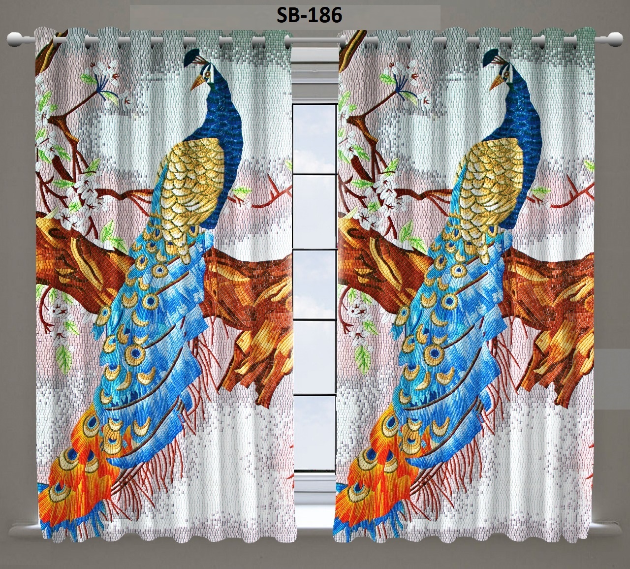 Blackout Digital Print Curtains - Polyester, All Sizes Available, Multi Color, 48 Inch Width