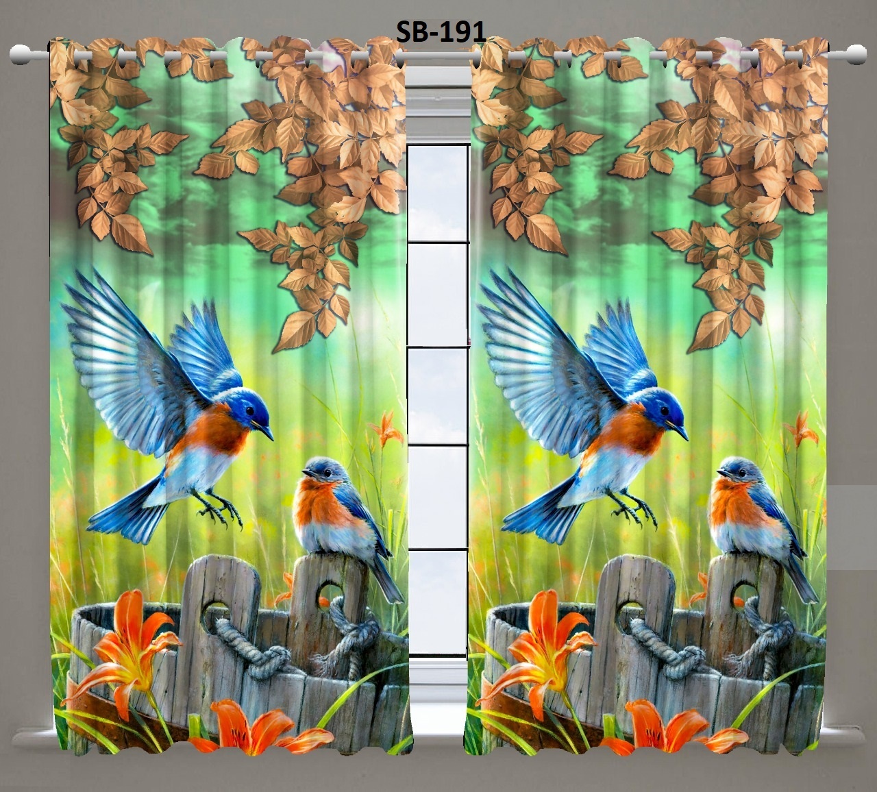 Blackout Digital Print Curtains - Polyester Material, 48 Inch Width , Available In Multi Colors, All Sizes.