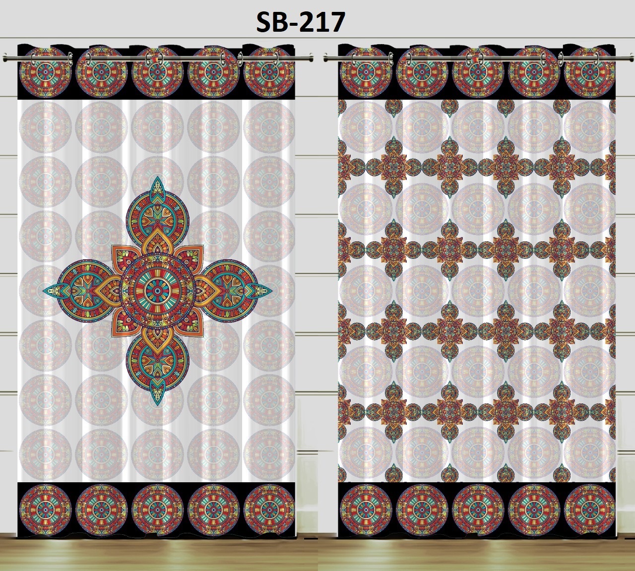 Blackout Digital Print Curtains - Polyester, All Sizes Available, Multi-color Design, 48 Inches Wide