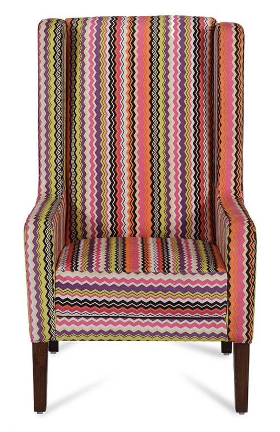 Handmade Multicolor Wooden Wing Chair