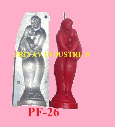 Couple Fancy Candle Mold - Metal Material, 5.5 Inch Size, Silver Color | Die-Casting Design, 62 Grams Weight, Ideal for Unique Candle Creations