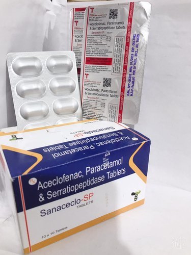 Serratiopeptidase Tablets - Aceclofenac 100mg, Paracetamol 325mg, Serratiapeptidase 10mg | Pain Relief And Anti-inflammatory Benefits