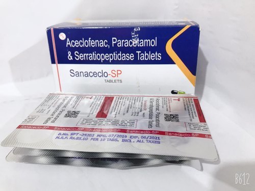Serratiopeptidase Tablets - Aceclofenac 100mg, Paracetamol 325mg, Serratiapeptidase 10mg | Pain Relief And Anti-inflammatory Benefits