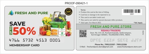 मल्टी कलर पीवीसी सदस्यता कार्ड
