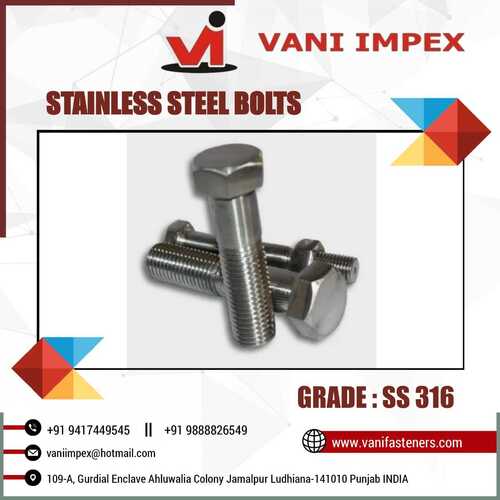 Stainless Steel Hex Bolts - M3 to M36 Size Range, 3/16" to 1-1/4" Diameter, SS 304 & SS 316 | High Tensile Strength, Corrosion Resistant, Dimensional Accuracy