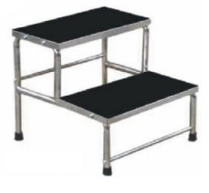 Foot Step Double - Aluminum Pre-Treated & Epoxy Powder Coated, 50 L x 40 W x 46 H cms, Black Color, Dual Step Design