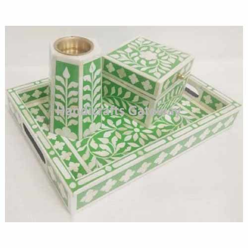 नेचुरल ग्रीन मदर ऑफ़ पर्ल डेकोरेटिव बखूर सेट ग्रेड: पहला